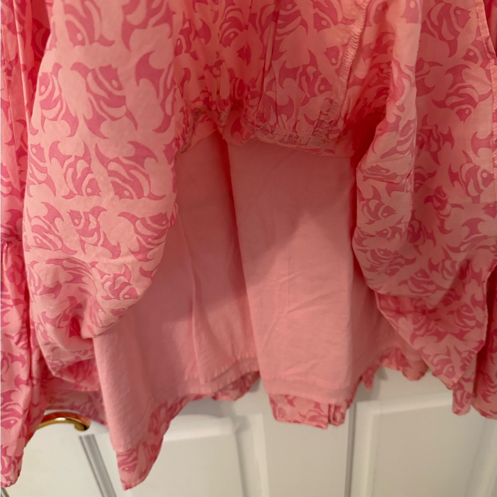 J Crew Crewcuts Girls' Pink smocked ruffle dress Fish Print NWT Size 10 - Picture 5 of 5